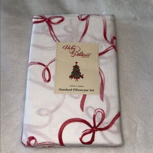 Ruby Ribbon Festive Red and White Pillowcase Set